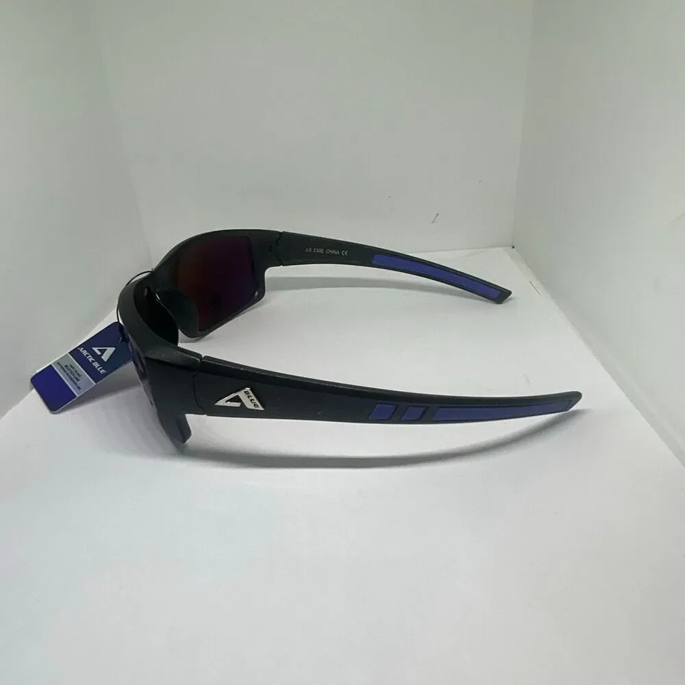 Arctic Blue Mirrored Blue Lens Wrap Sunglasses UV400 Protection